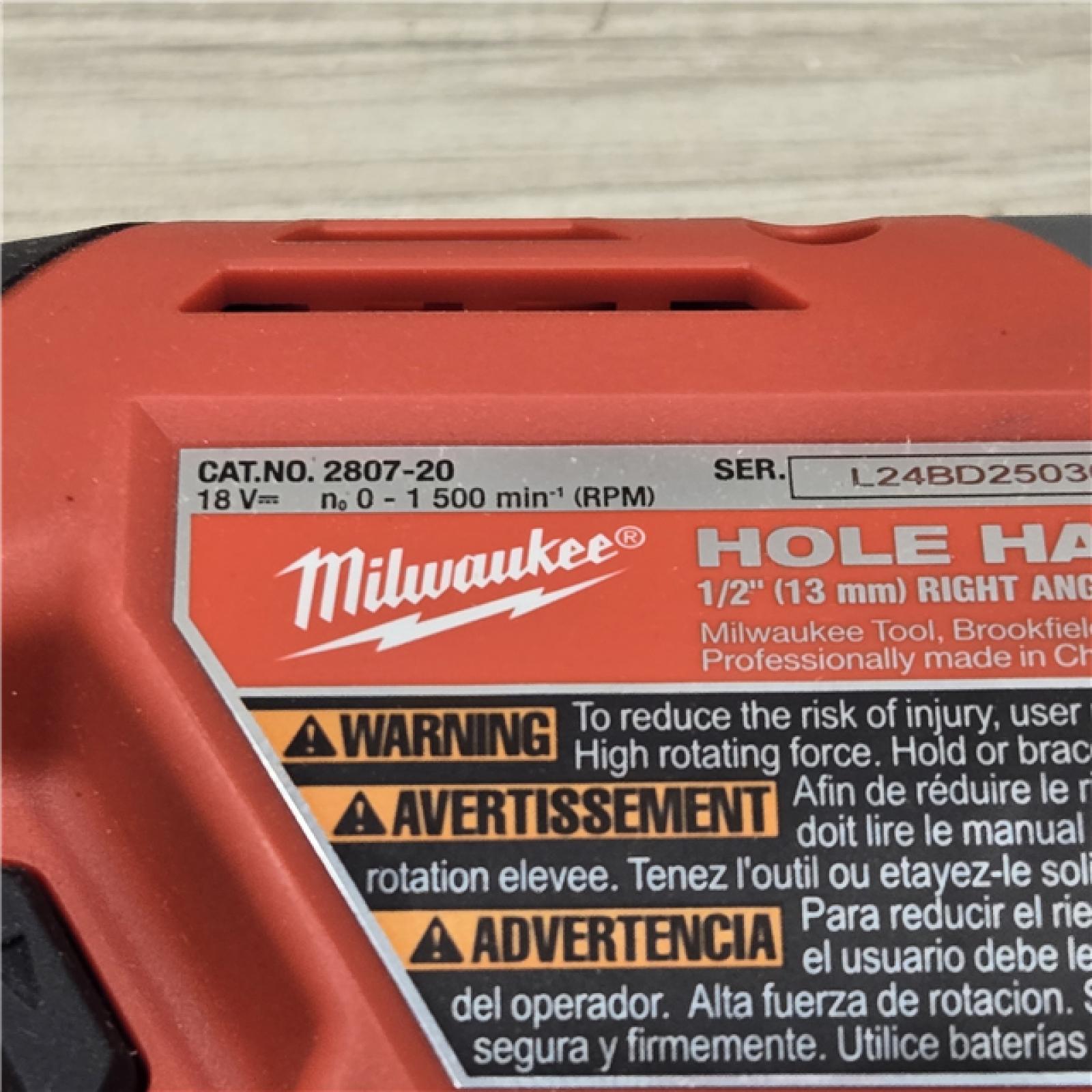 AS-IS Milwaukee M18 18V Fuel Hole Hawg 1/2  Right Angle Drill 2807-20 (Tool-Only)