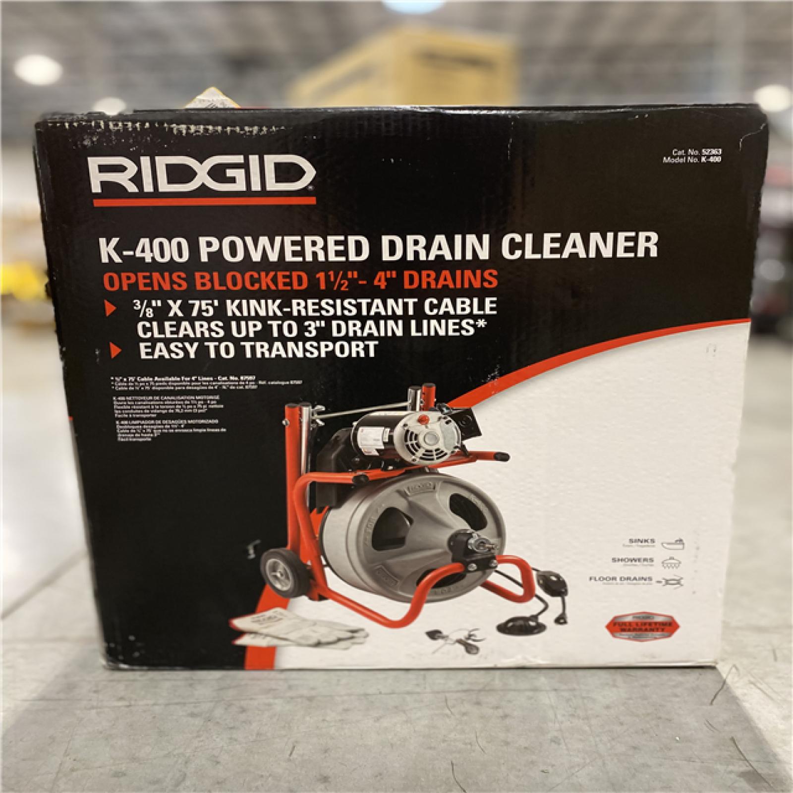 NEW! RIDGID K400 Drain Cleaning Snake Auger 120Volt Drum Machine with