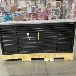 DALLAS LOCATION- AS-IS Husky Tool Storage Heavy Duty 96 in. W x 24 in. D Matte Black Mobile Workbench Cabinet with Stainless Steel Top