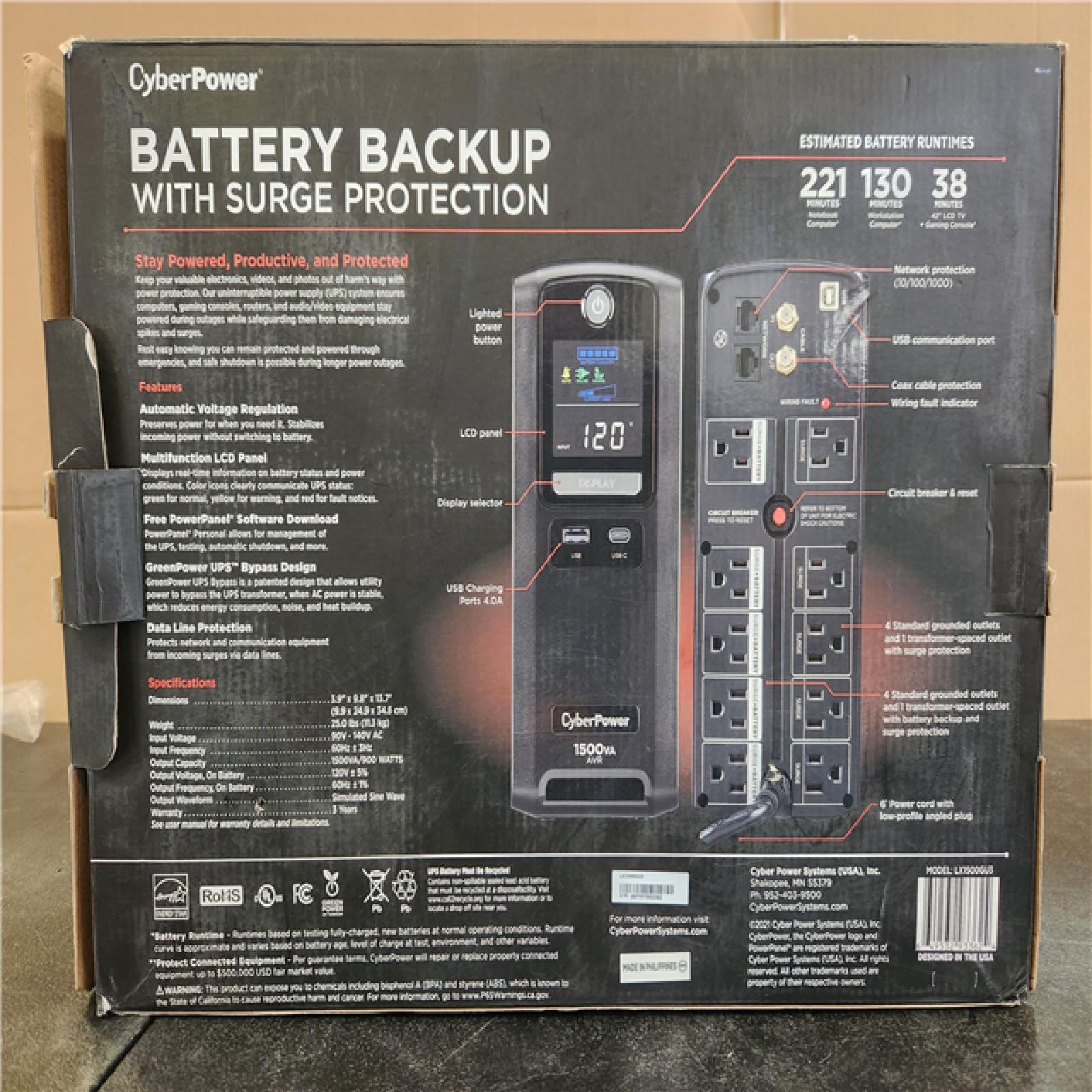 Phoenix NEW CyberPower 1500VA 10-Outlet UPS RJ45 COAX USB Charging