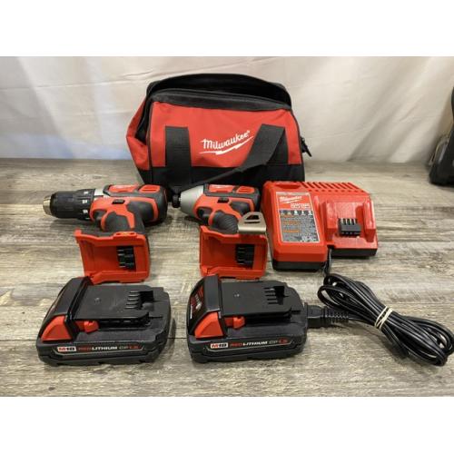 AS-IS Milwaukee 18V Lithium-Ion Cordless Drill Driver/Impact Driver Combo Kit