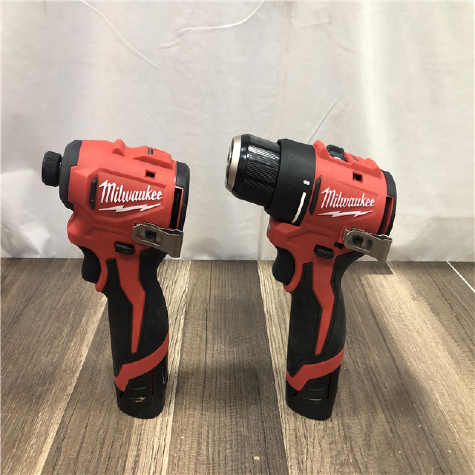 AS-IS Milwaukee 12-Volt Lithium-Ion Brushless Cordless Subcompact Drill and Impact Driver Combo Kit