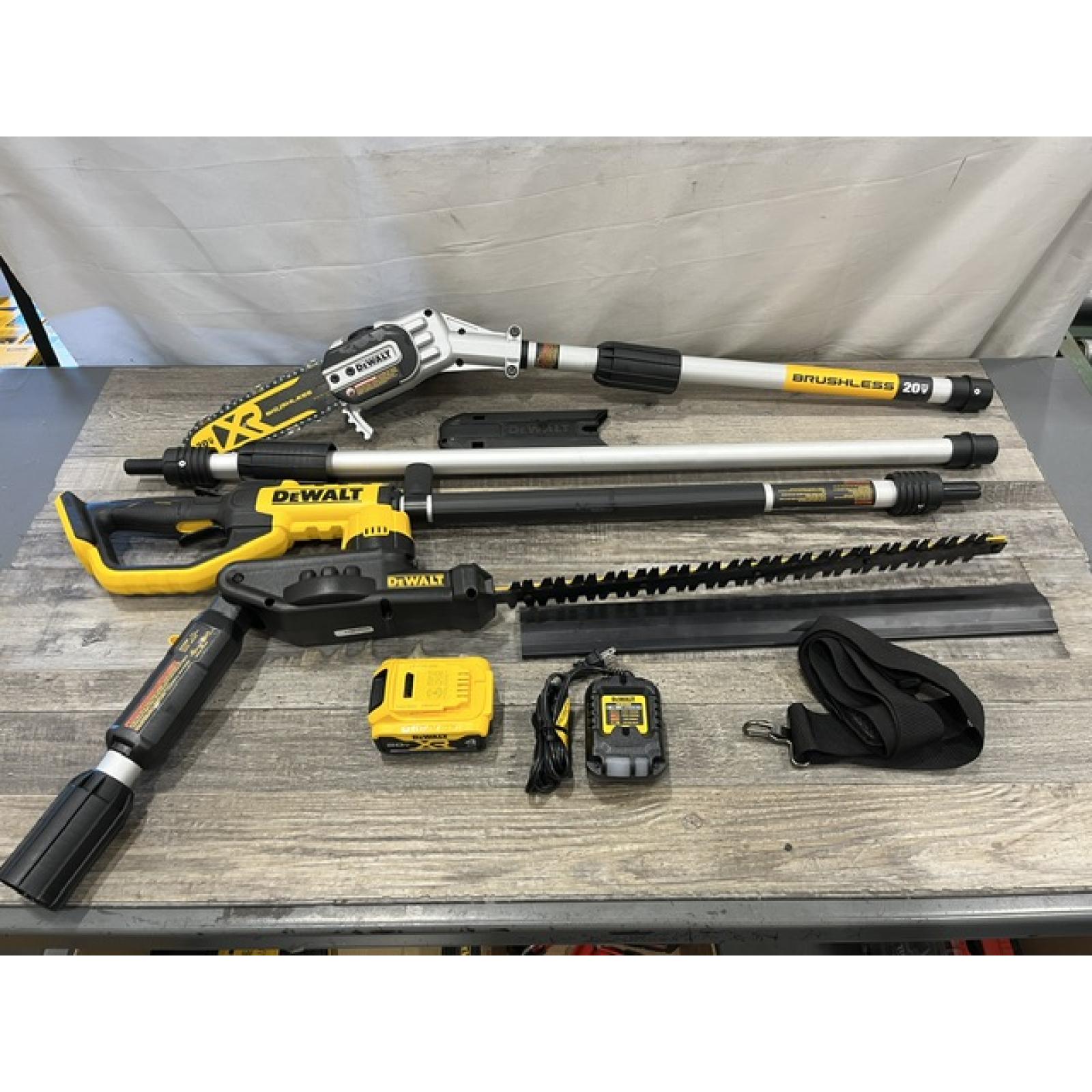 AS-IS DEWALT 20V MAX Cordless Lithium-Ion Pole Saw and Pole Hedge Trimmer Combo Kit