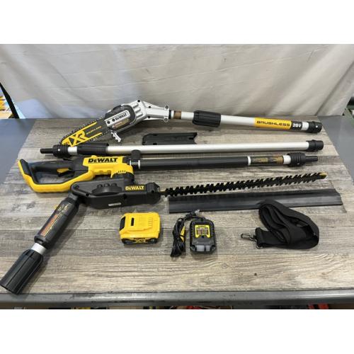 AS-IS DEWALT 20V MAX Cordless Lithium-Ion Pole Saw and Pole Hedge Trimmer Combo Kit