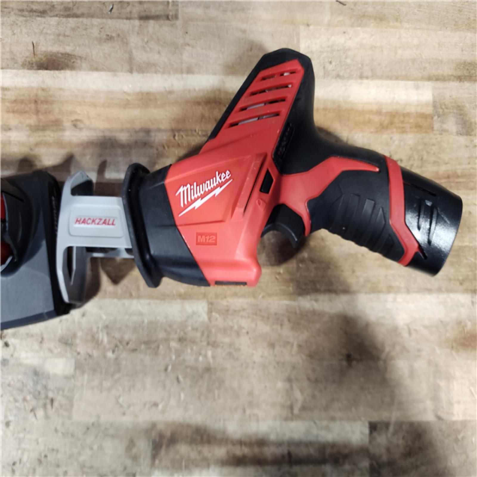 HOUSTON LOCATION - AS - IS Milwaukee M12 12-Volt Lithium-Ion HACKZALL Cordless Reciprocating Saw W/ (2) Batteries  Charger and Bag