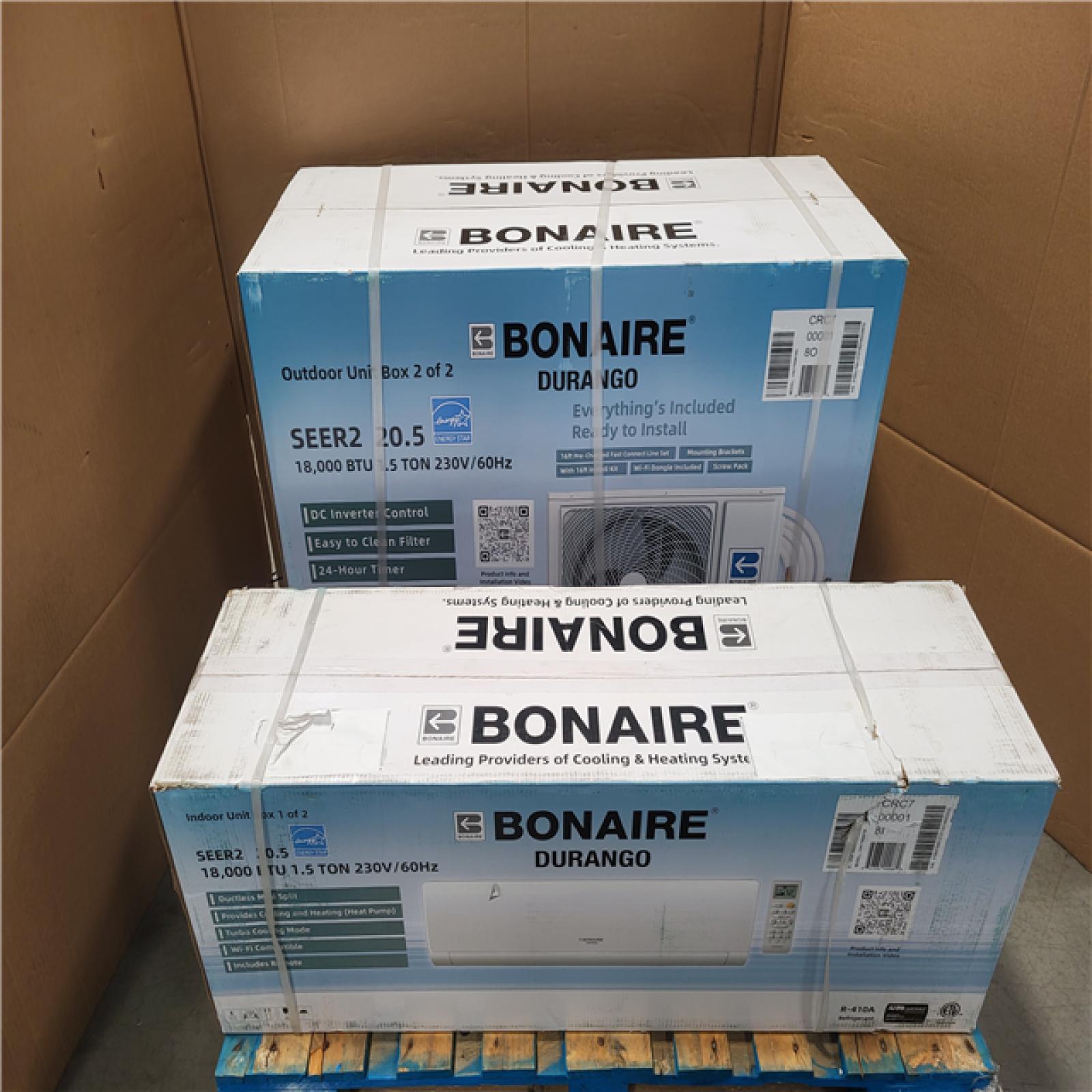 CALIFORNIA AS-IS NEW BONAIRE DUCTLESS MINI SPLIT HEATING AND COOLING UNIT