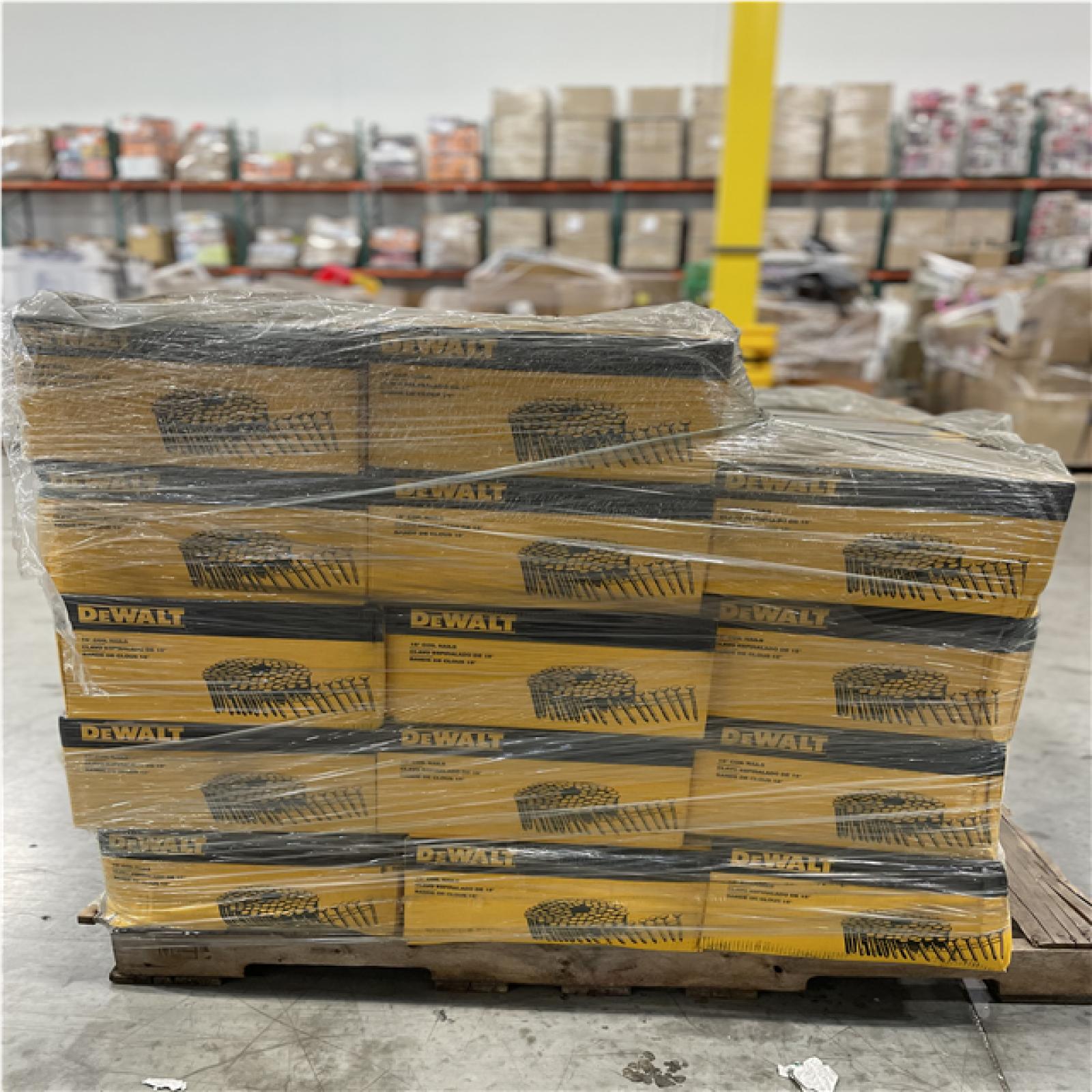 DALLAS LOCATION- AS-IS HOME DEWALT 3 in. x 0.120 in. Metal Coil Nails (2700 per Box) (54 BOXES)