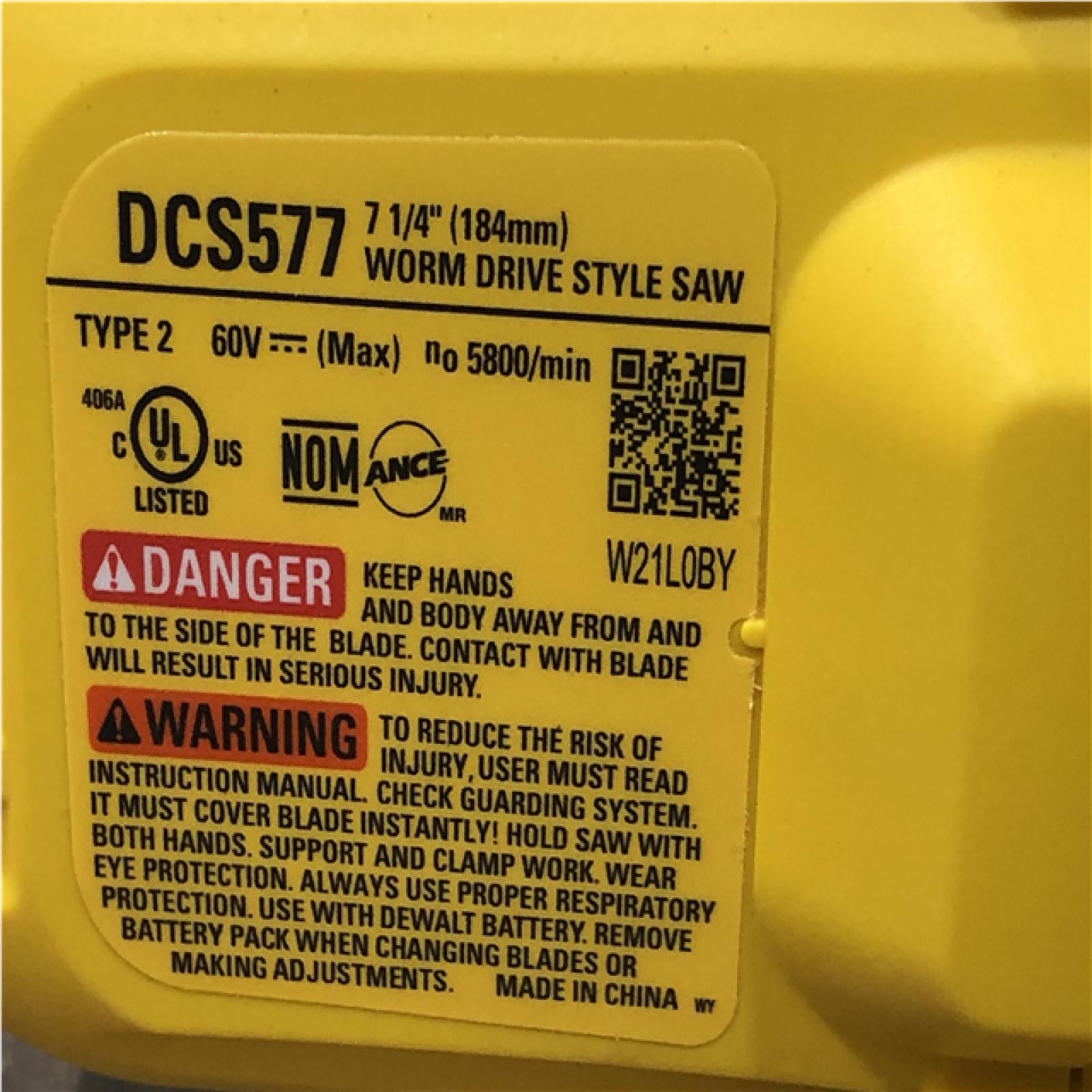 AS-IS DEWALT FLEXVOLT 60V MAX Cordless Brushless 7-1/4 in. Wormdrive Style Circular Saw (Tool Only)