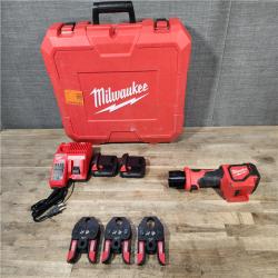 HOUSTON LOCATION - AS-IS Milwaukee M18 18V Lithium-Ion Cordless Short Throw Press Tool Kit with 3 PEX Crimp Jaws (2) 2.0 Ah Batteries and Charger