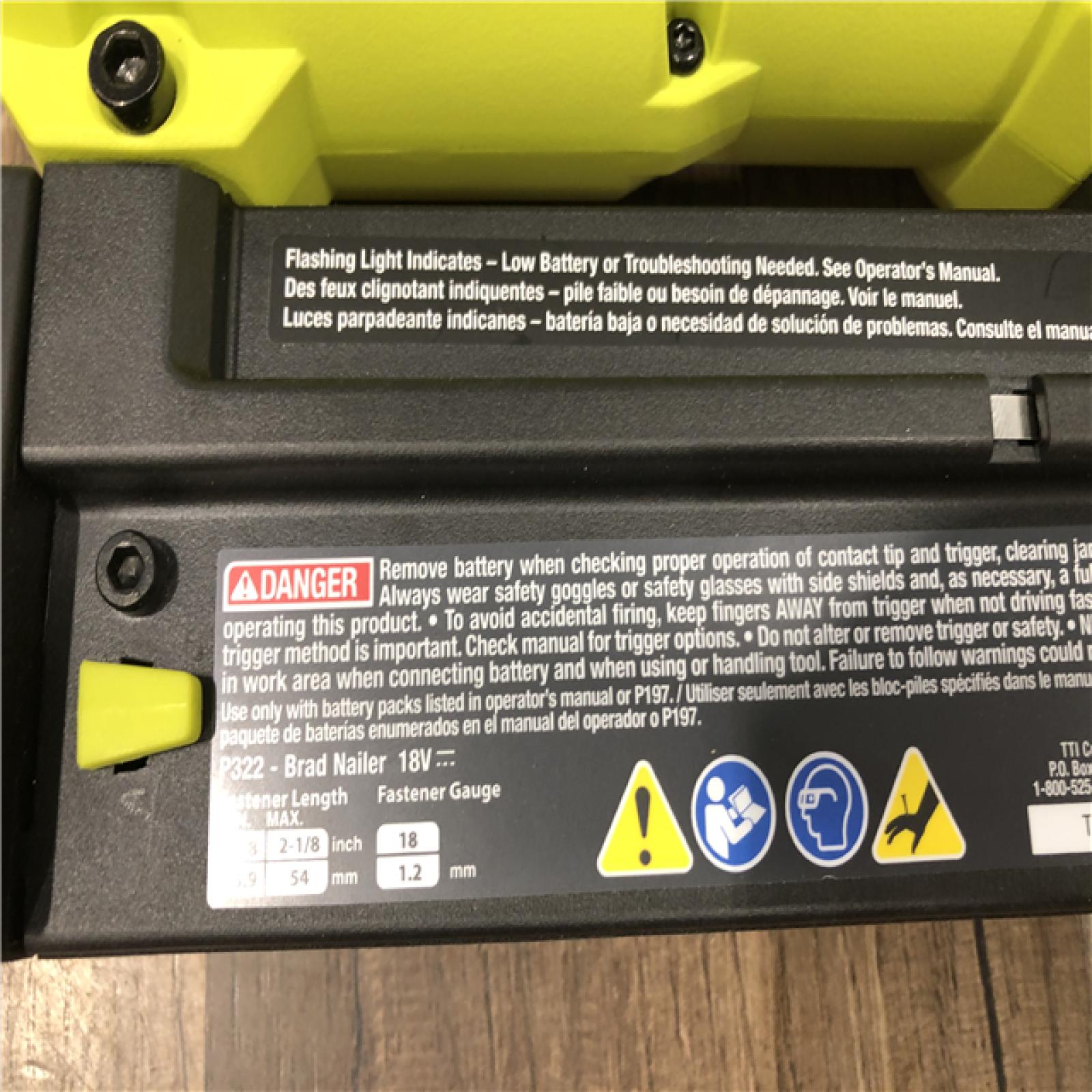 AS-IS RYOBI ONE+ HP 18V 18-Gauge Brushless Cordless AirStrike Brad Nailer (Tool Only)