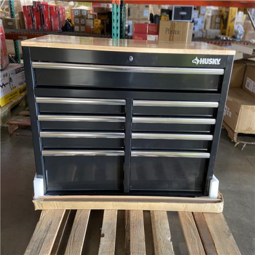 DALLAS LOCATION - Husky Tool Storage 46 in. W x 18 in. D 9-Drawer Mobile Workbench Cabinet in Gloss Black
