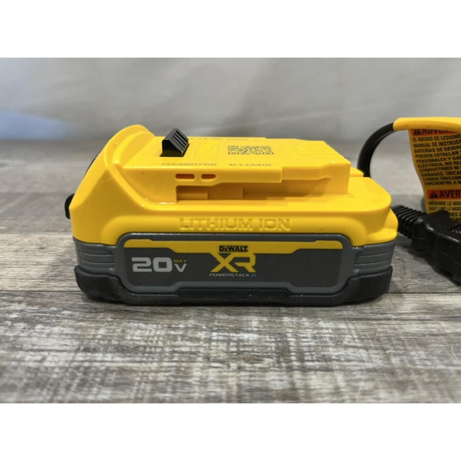 AS-IS DEWALT 20V MAX XR POWERSTACK Lithium-Ion Battery Starter Kit with 1.7Ah Battery and Charger