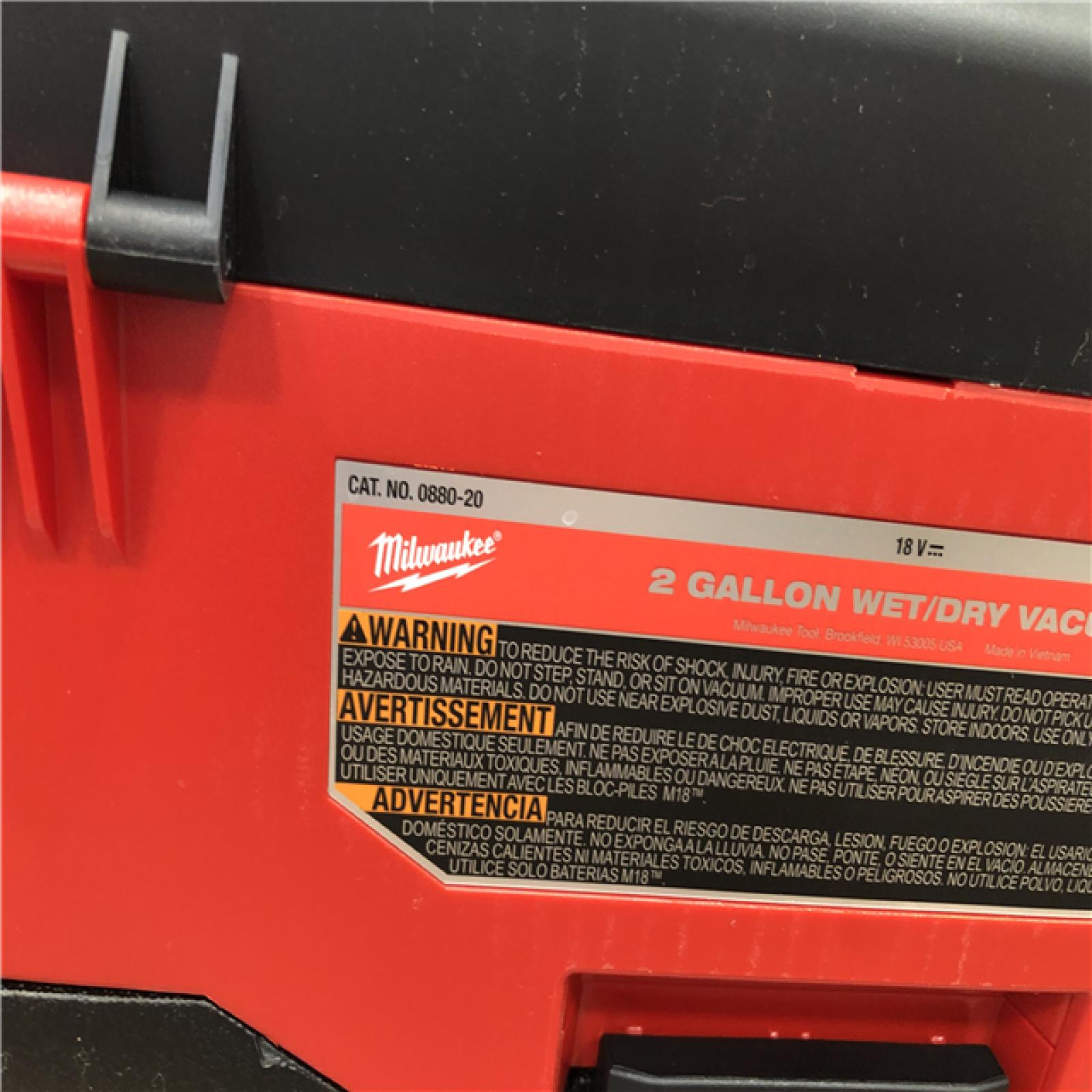 AS-IS Milwaukee 18-Volt 2 Gal. Lithium-Ion Cordless Wet/Dry Vacuum (Vacuum-Only)