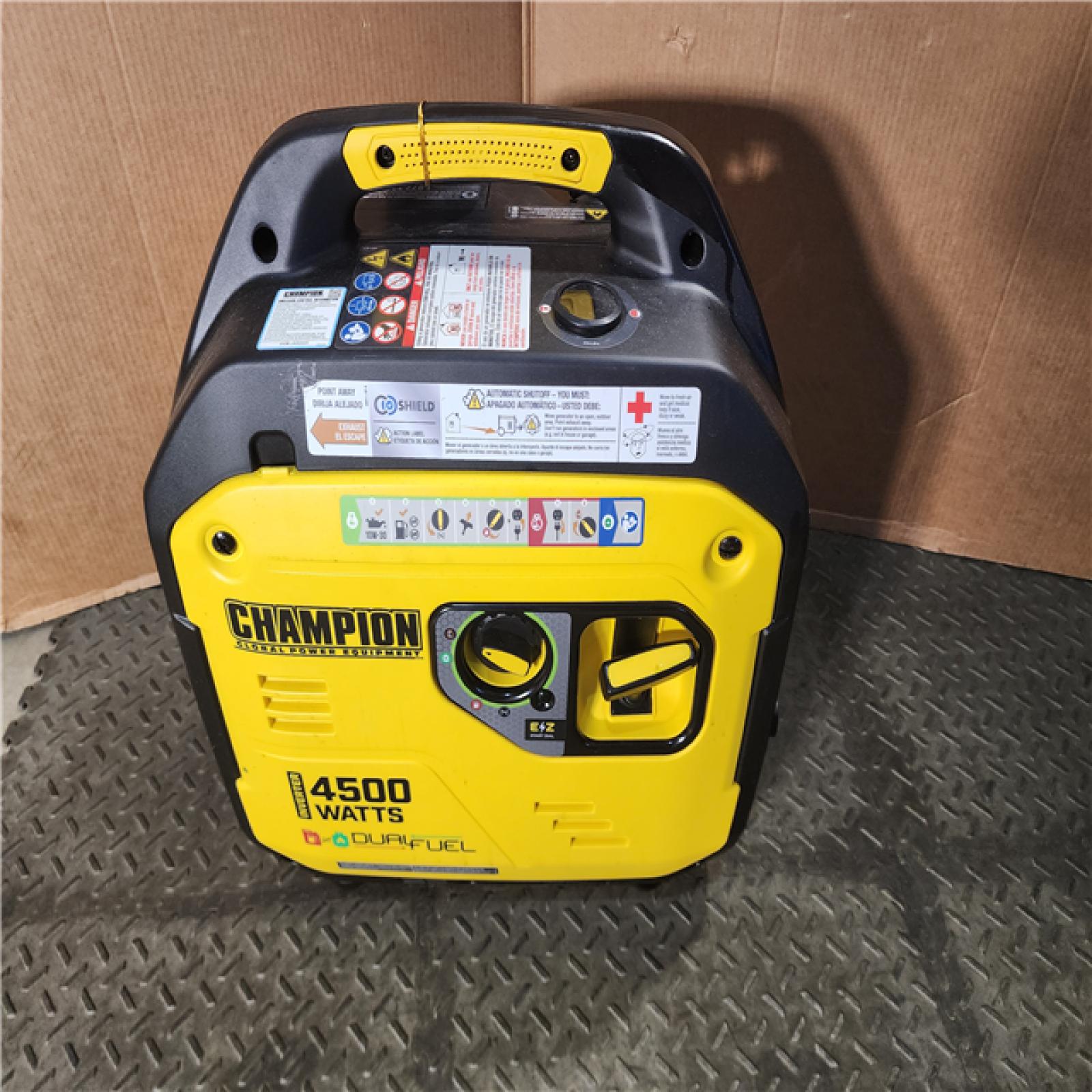 HOUSTON LOCATION - AS-IS CHAMPION 4500/3500-Watt Electric Start Gasoline/Propane Powered Dual Fuel Inverter Generator with Quiet Technology and CO Shield