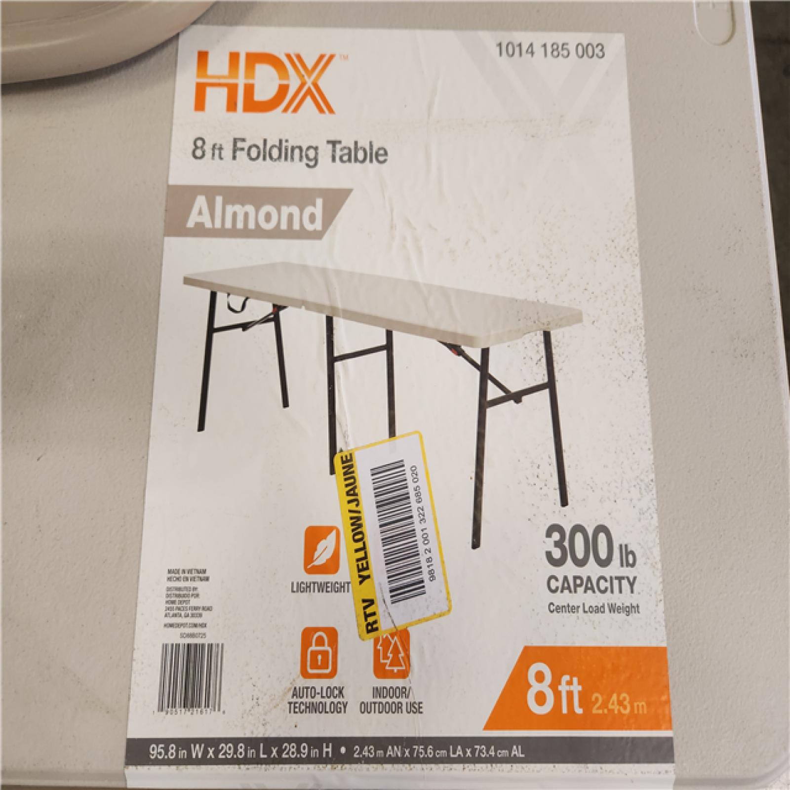 Phoenix HDX 8 ft. Rectangle Almond Resin Top Folding Utility Table Seats 8 Pallet (6-Tables) (6-Chairs)