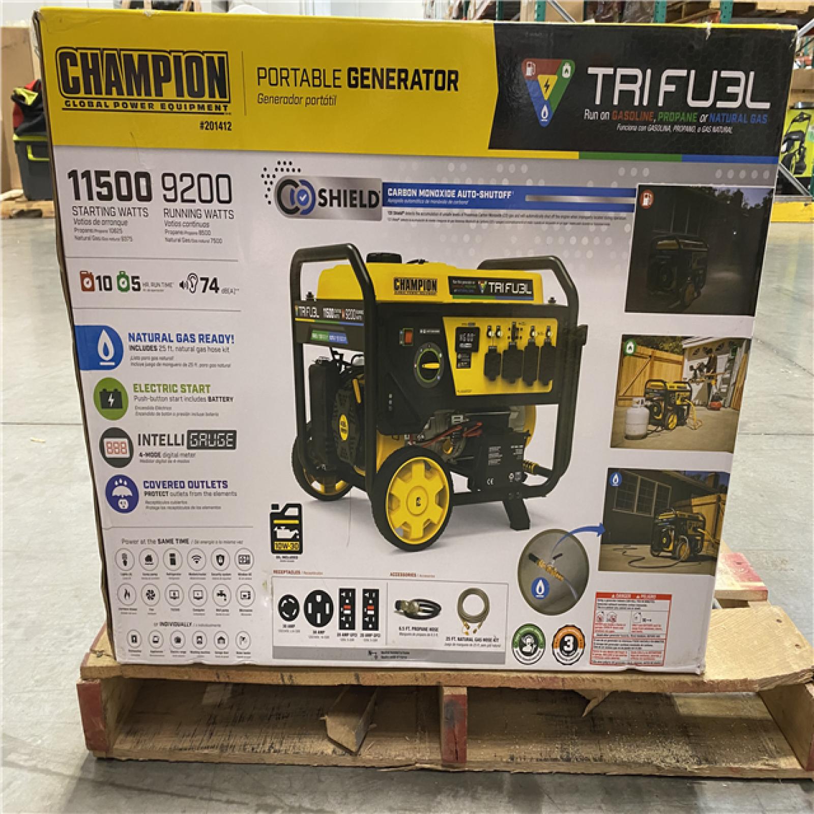 Dallas Location - As-Is Champion 201412 11500W Tri Fuel Generator