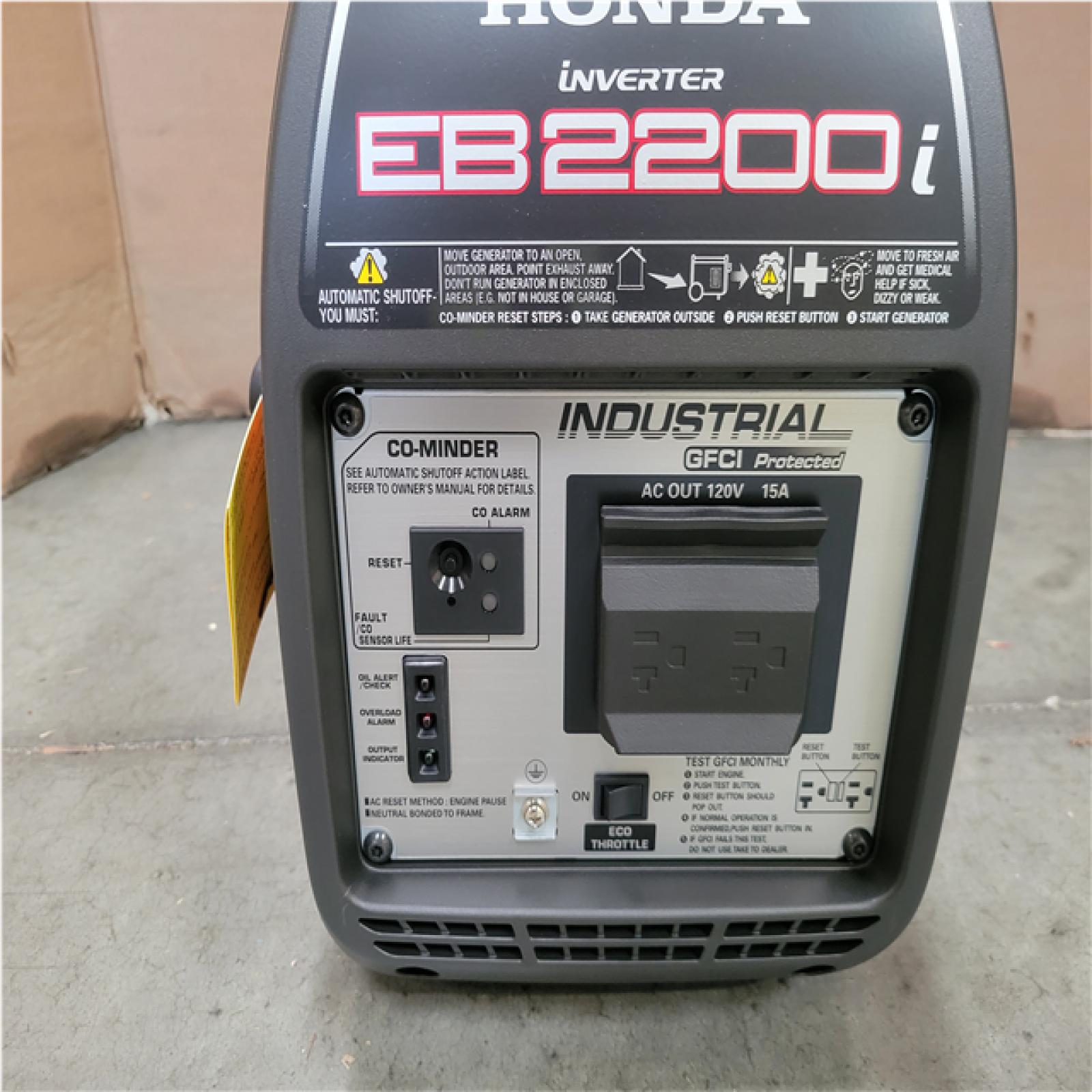 CALIFORNIA AS-IS HONDA 2 200/1 800-WATT RECOIL START GASOLINE POWERED INVERTER INDUSTRIAL GENERATOR WITH CO SHUTDOWN AND GFCI PROTECTION
