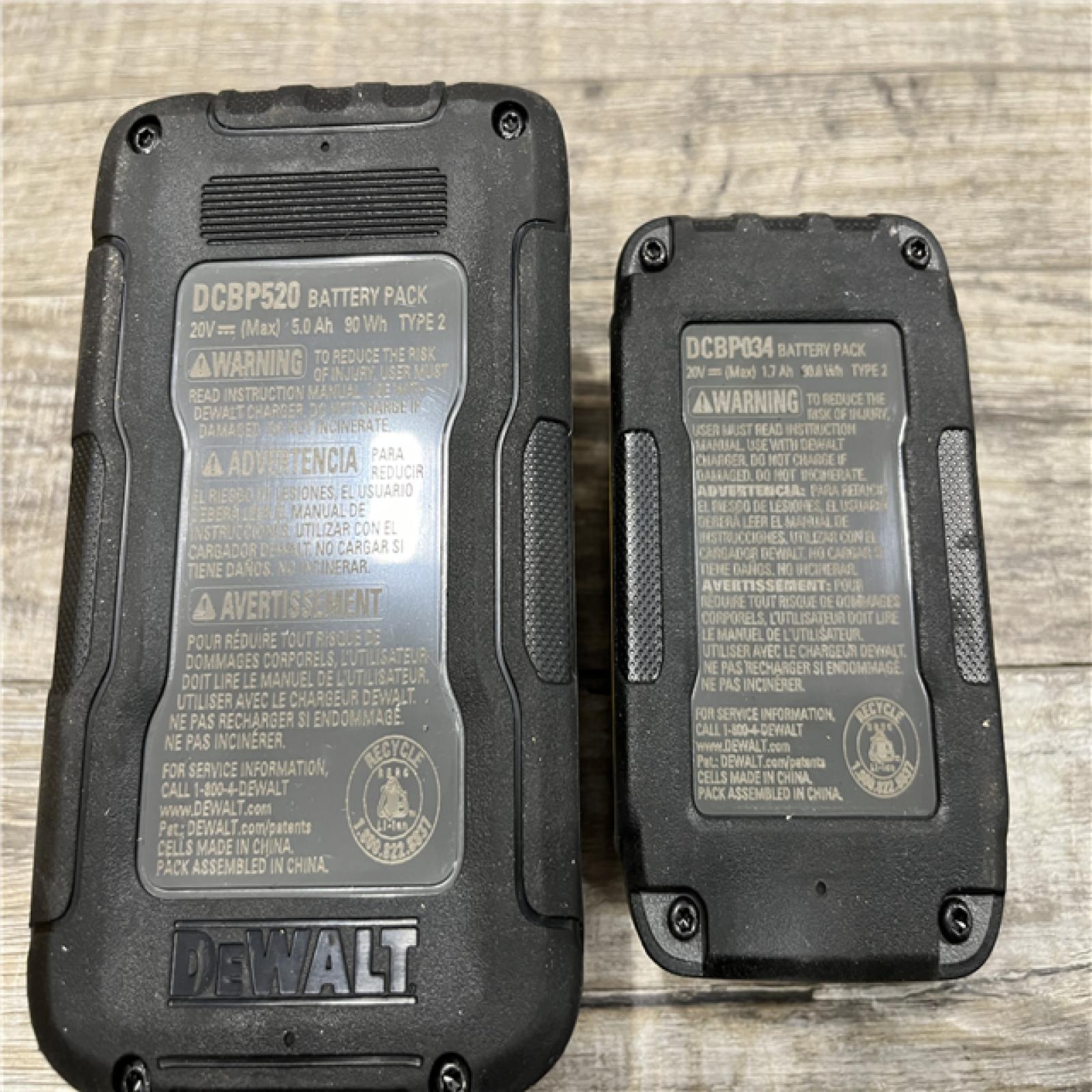AS-IS DEWALT POWERSTACK 20V 5.0Ah and 1.7Ah Lithium-Ion Power Tool Battery Packs (2-Pack)