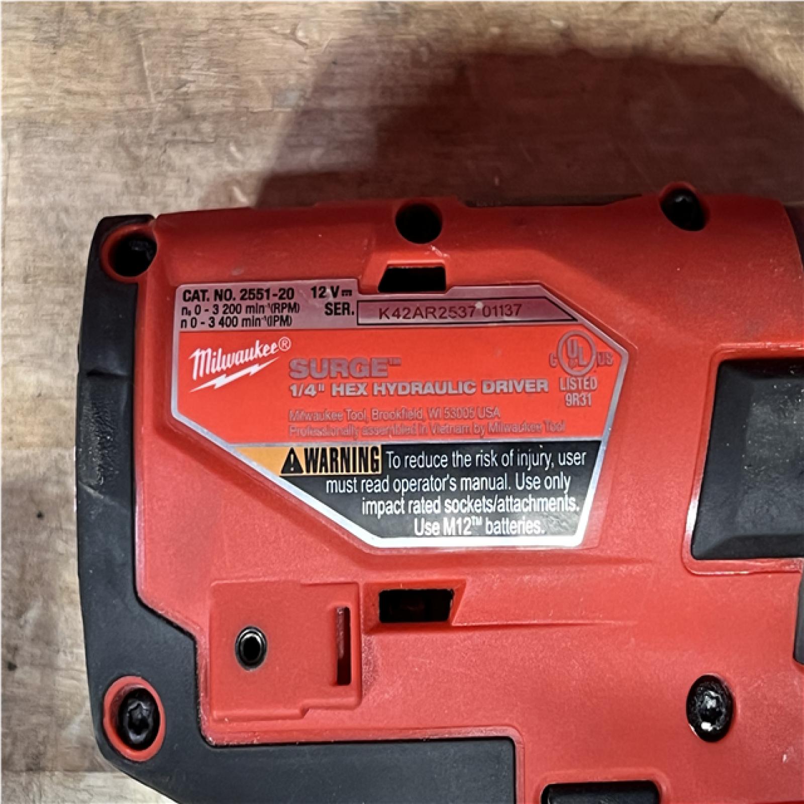 Houston Location AS-IS Milwaukee FUEL SURGE 12V Lithium-Ion Brushless Cordless 1/4 in. Hex Impact Driver and Battery