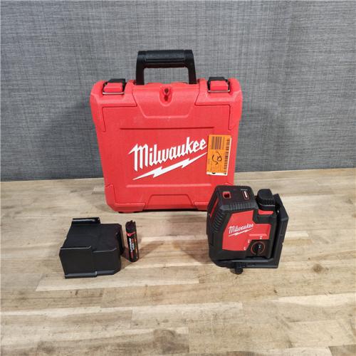 HOUSTON LOCATION - AS-IS Milwaukee-3522-21 Green Beam Laser Cross Line Plumb Point USB Rechargeable