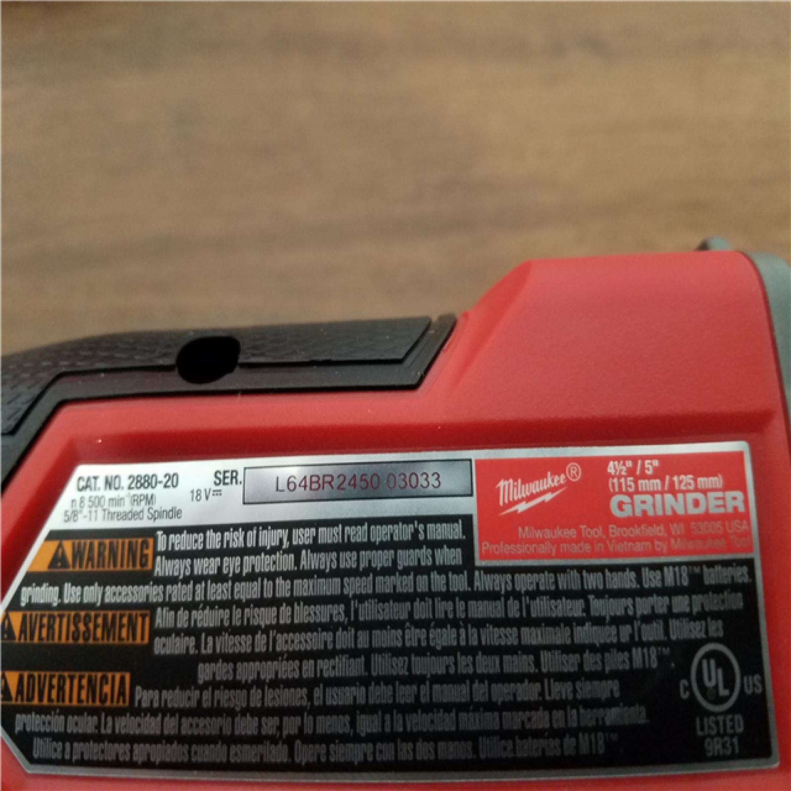 California NEW Milwaukee 4-1/2/5 Braking Grinder Paddle Switch  No-Lock (Tool Only)