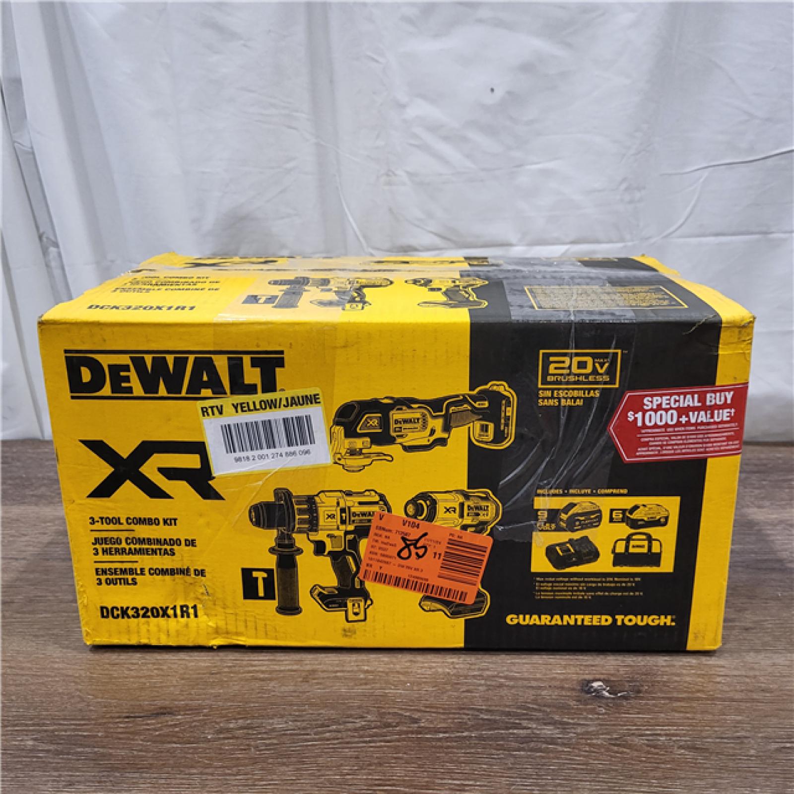 DEWALT 20-Volt Lithium-Ion Cordless 3-Tool Combo Kit with FLEXVOLT 9 Ah and 20V 6 Ah Batteries and Charger