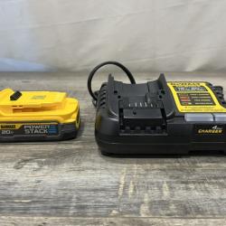 AS-IS DEWALT 20V MAX XR POWERSTACK Lithium-Ion Battery Starter Kit with 1.7Ah Battery and Charger