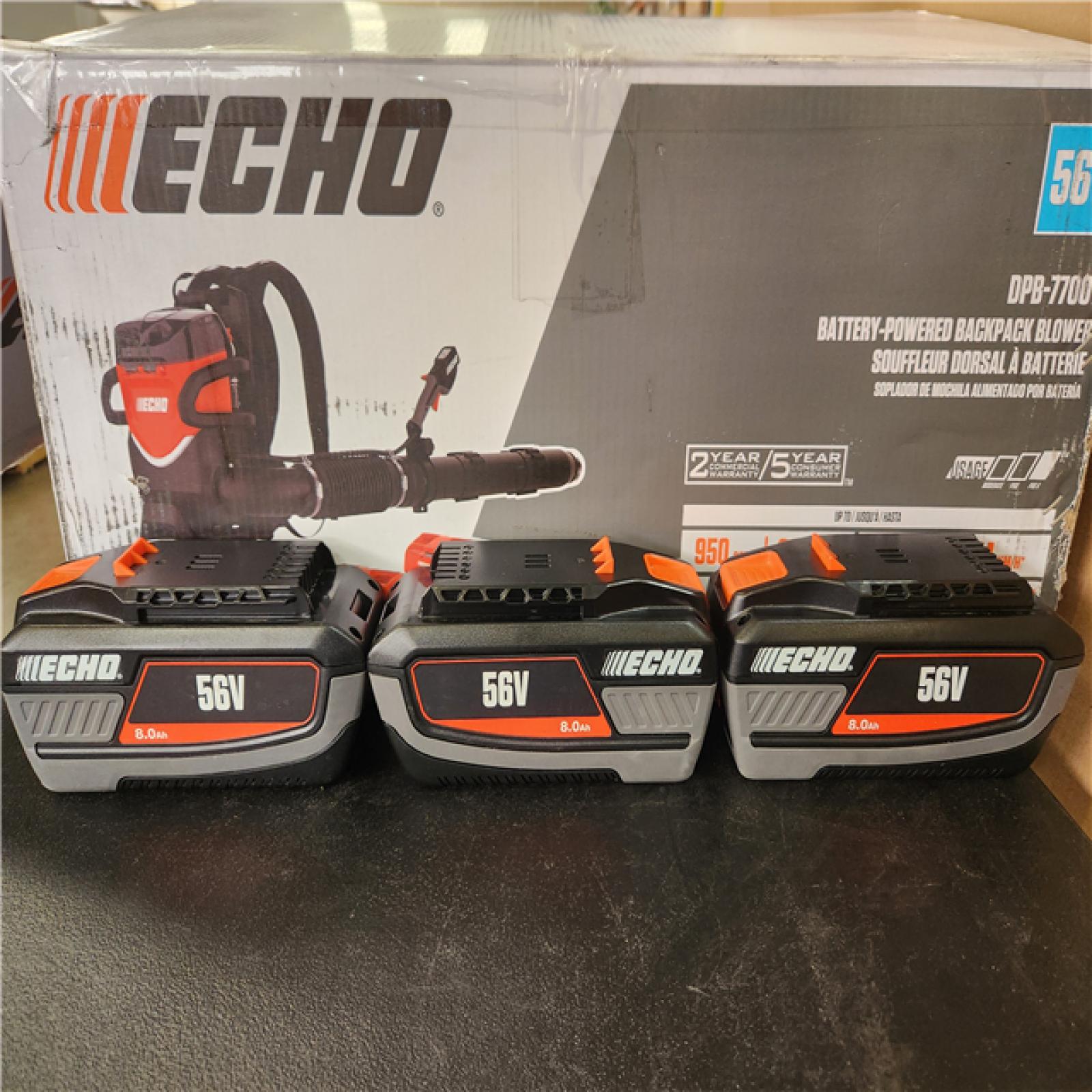 Phoenix NEW  ECHO 56V X Series 225 MPH 950 CFM Cordless Battery Powered Backpack Blower w/ (3) 8.0Ah Batteries and (2) Dual Port Chargers