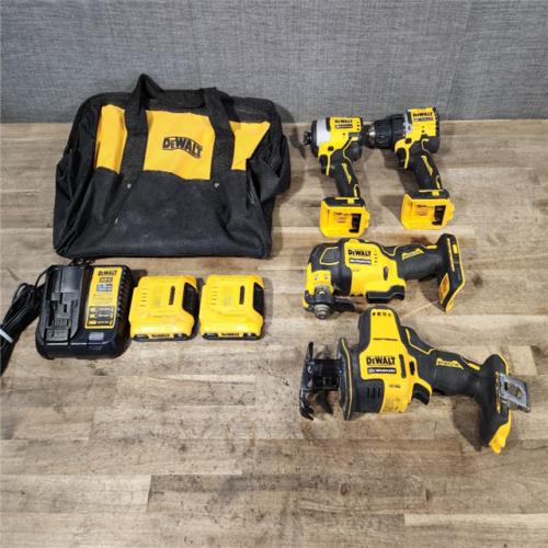 HOUSTON LOCATION - AS-IS DeWalt 20V MAX ATOMIC Cordless Brushless 4-Tool Combo Kit
