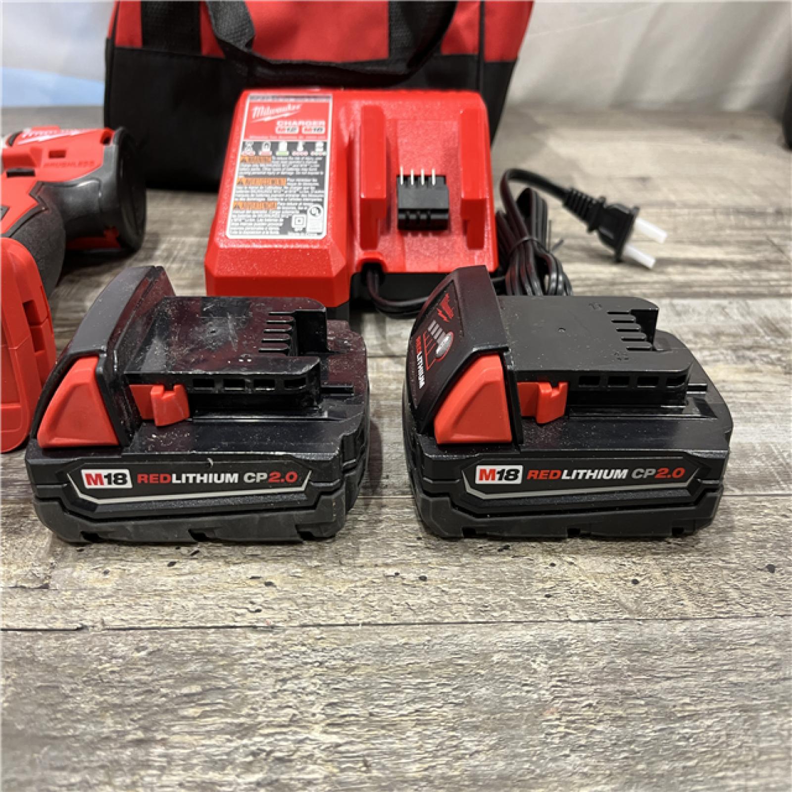 AS-IS Milwaukee 18V Lithium-Ion Brushless Cordless 1/2 in. Compact Hammer Drill/Driver Kit