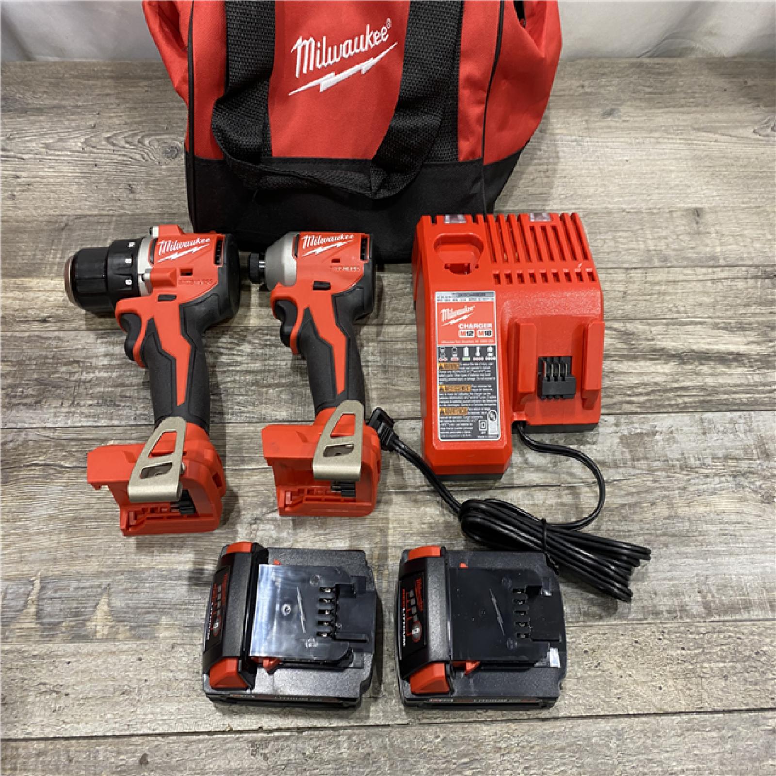 AS-IS Milwaukee 18V Lithium-Ion Brushless Cordless Compact Drill/Impact Combo Kit