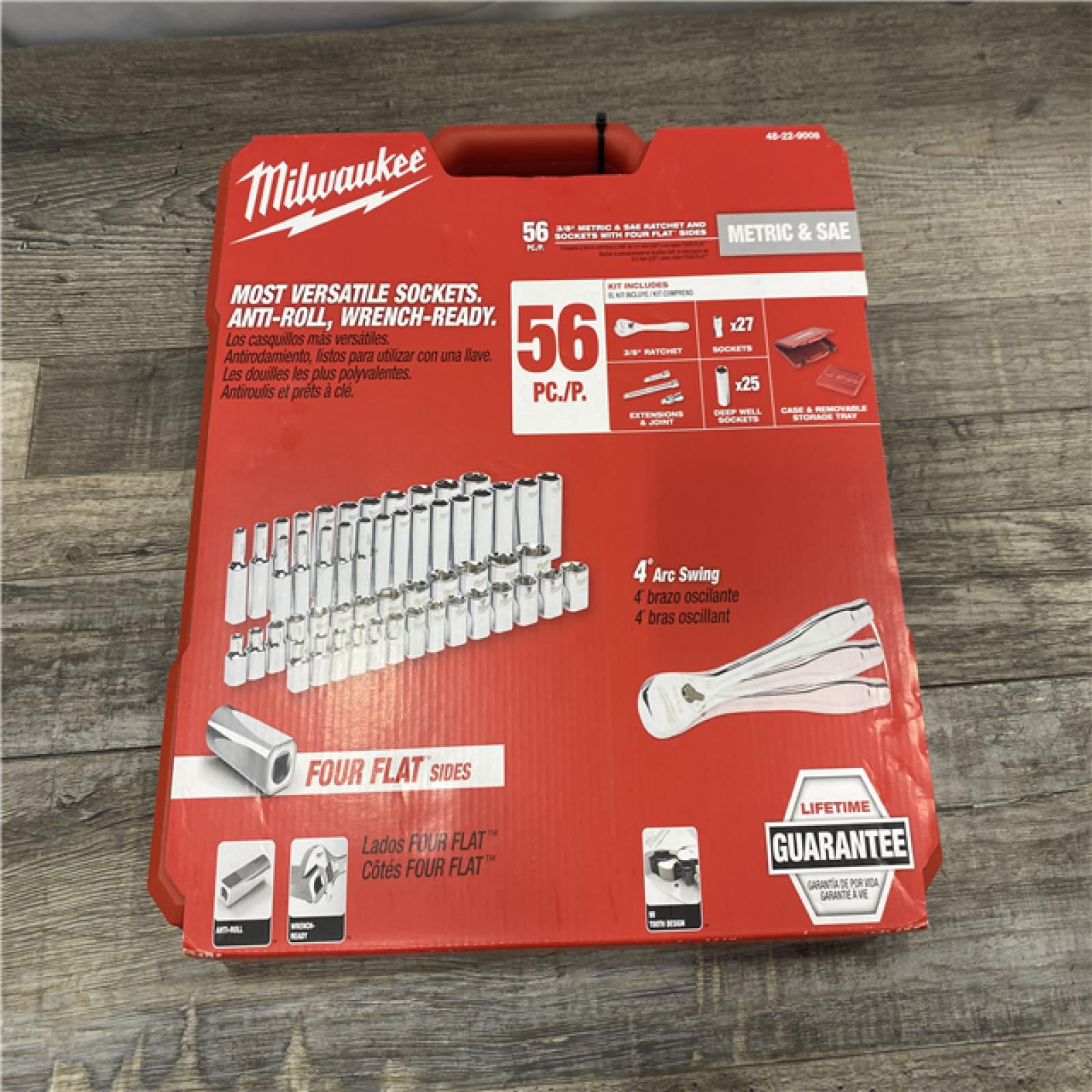 NEW - Milwaukee 3/8 in. Drive SAE/Metric Ratchet and Socket Mechanics Tool Set (56-Piece)