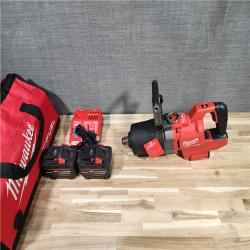 HOUSTON LOCATION - AS-IS (APPEARS LIKE NEW) Milwaukee M18 FUEL 18V Lithium-Ion Brushless Cordless 1 in. Impact Wrench with D-Handle Kit with (2) 12.0 Ah FORGE Batteries