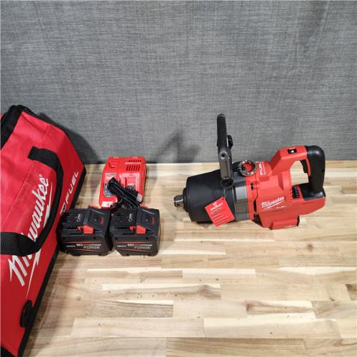 HOUSTON LOCATION - AS-IS (APPEARS LIKE NEW) Milwaukee M18 FUEL 18V Lithium-Ion Brushless Cordless 1 in. Impact Wrench with D-Handle Kit with (2) 12.0 Ah FORGE Batteries