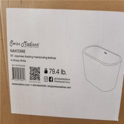 Phoenix NEW Swiss Madison Nanterre 51 in. x 26 in. Japanese Soaking Freestanding Bathtub in Glossy White