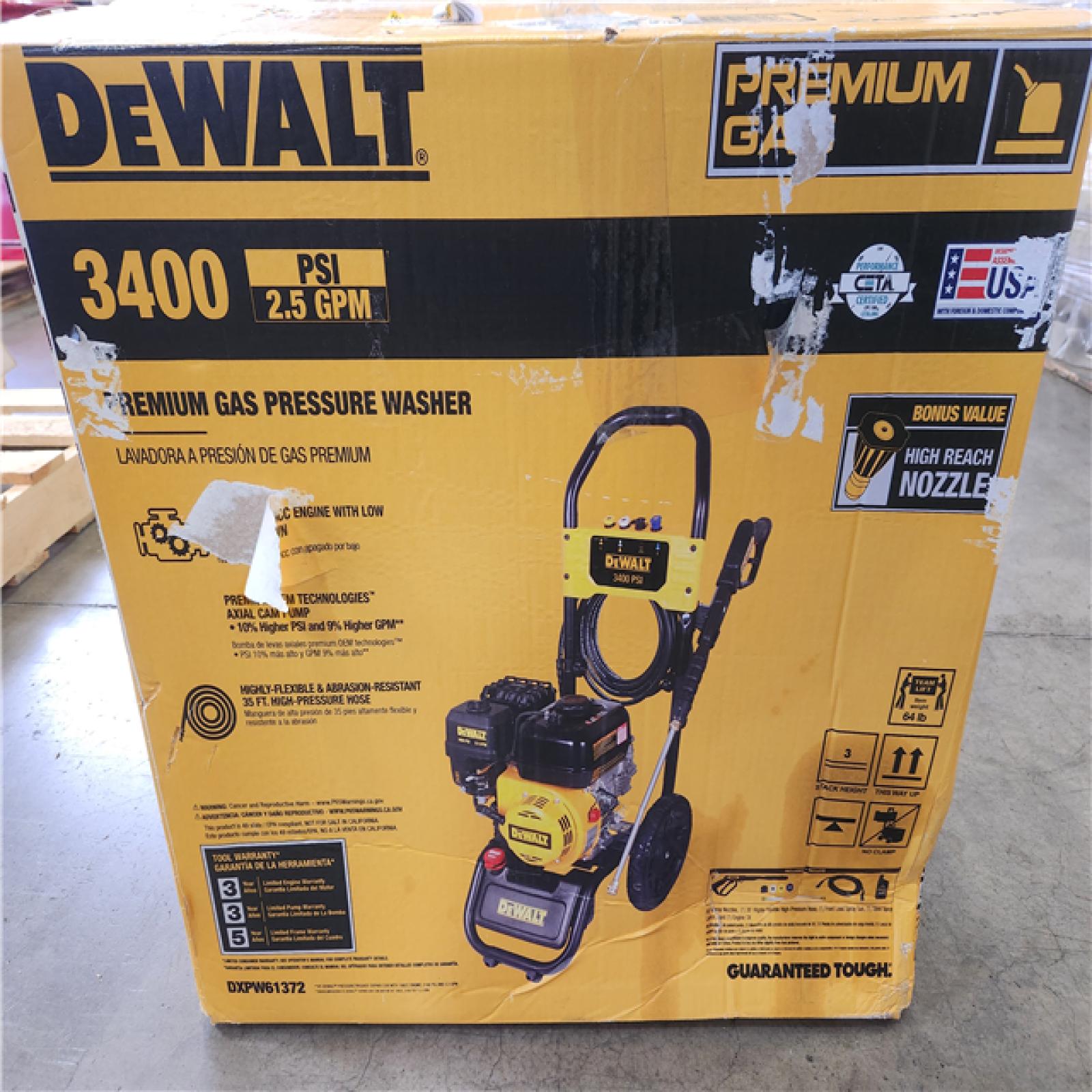 Phoenix NEW DEWALT 3400 PSI 2.5 GPM Gas Pressure Washer with Maintenance-Free Pump  Heavy-Duty Commercial Cold Water Power Washer