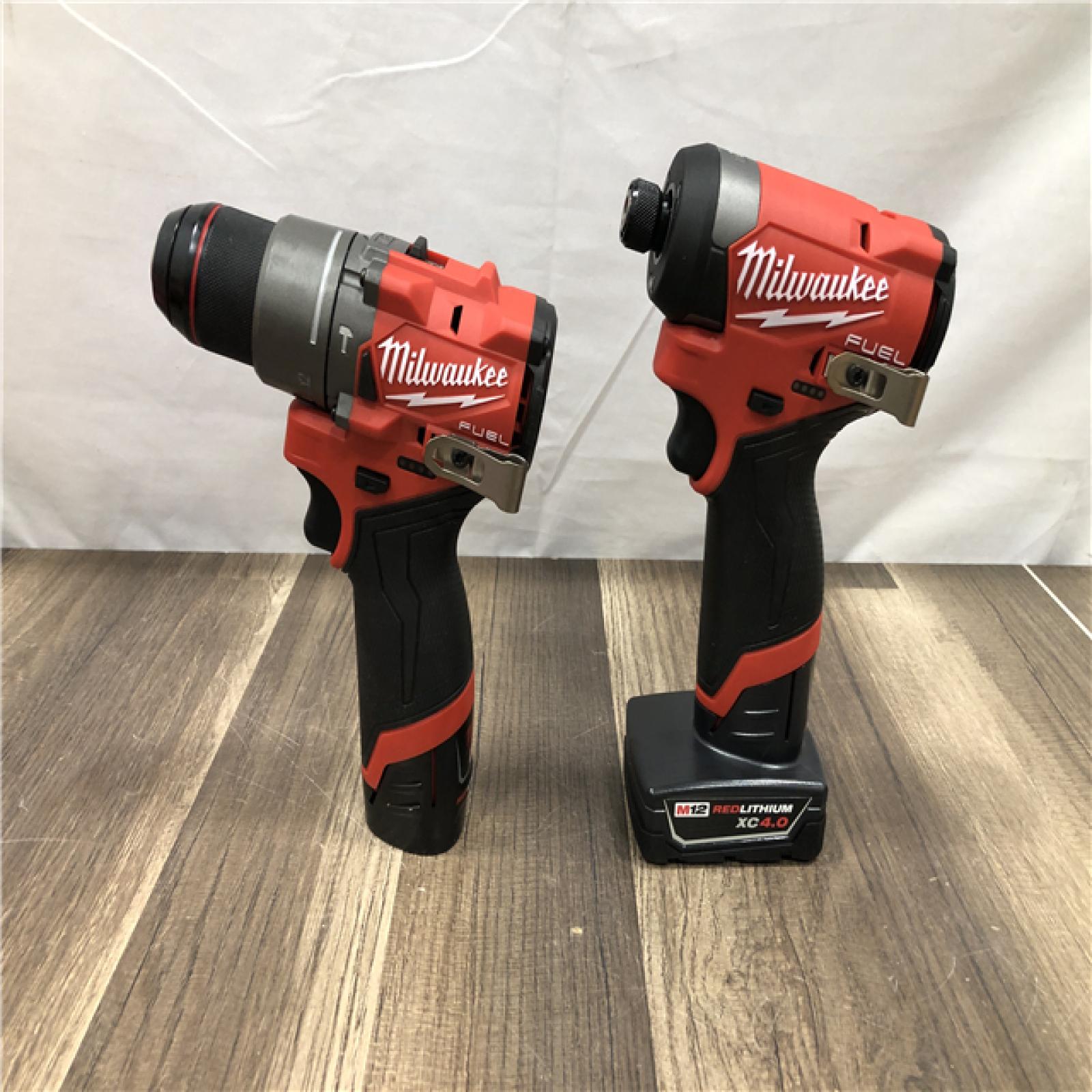 AS-IS Milwaukee FUEL 12-Volt Lithium-Ion Brushless Cordless Hammer Drill and Impact Driver Combo Kit