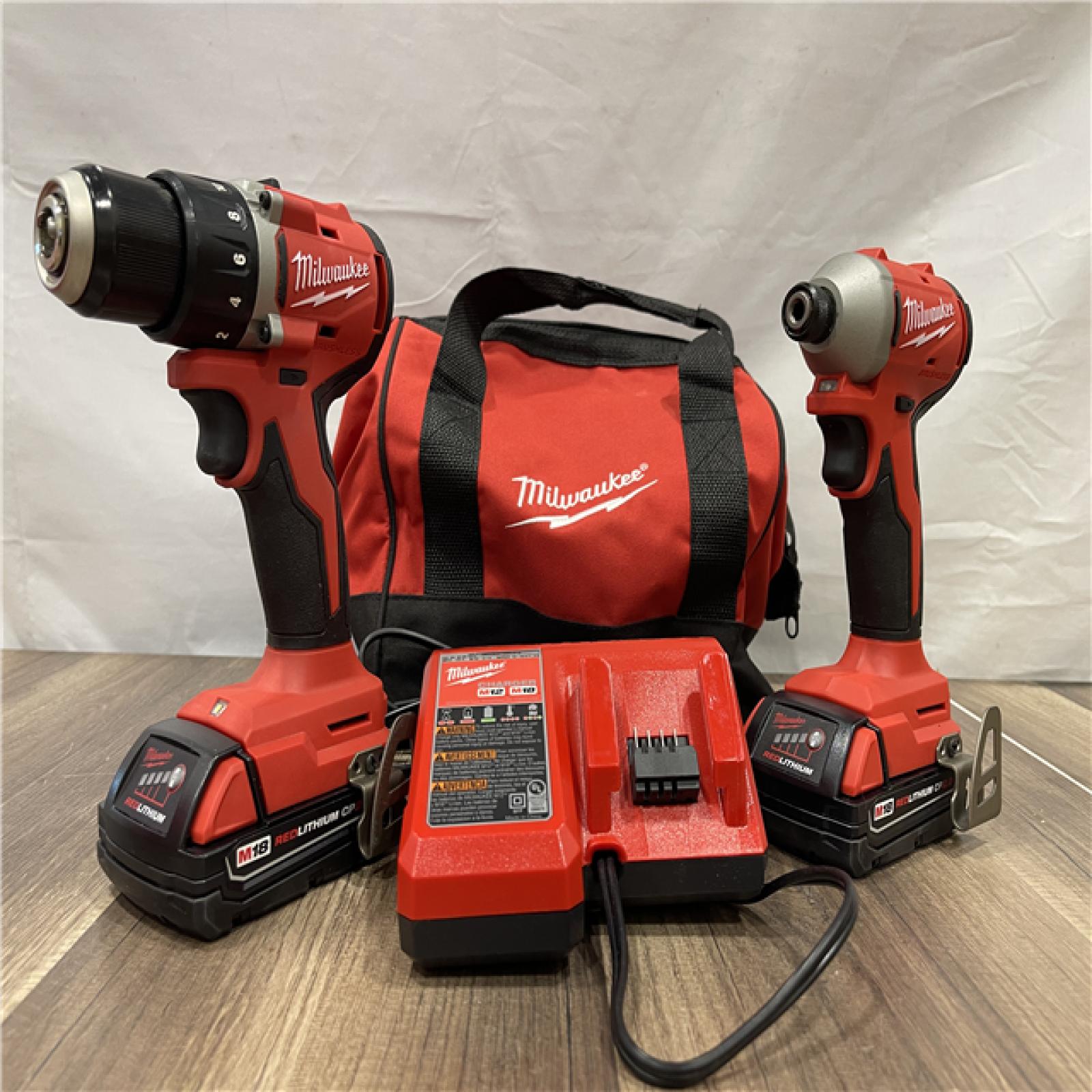 AS-IS Milwaukee M18 18V Lithium-Ion Brushless Cordless Compact Drill/Impact Combo Kit