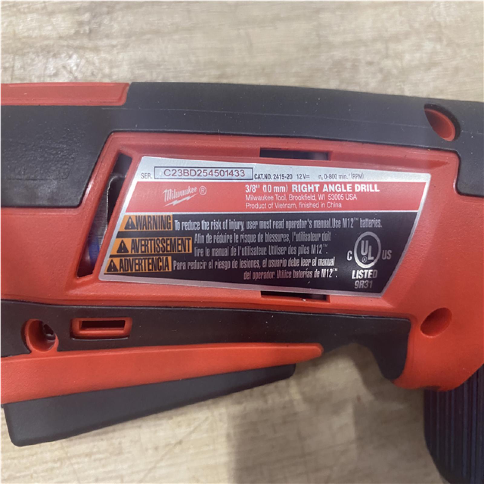 AS-IS Milwaukee M12 12-Volt Lithium-Ion Cordless 3/8 in. Right Angle Drill (Tool-Only)