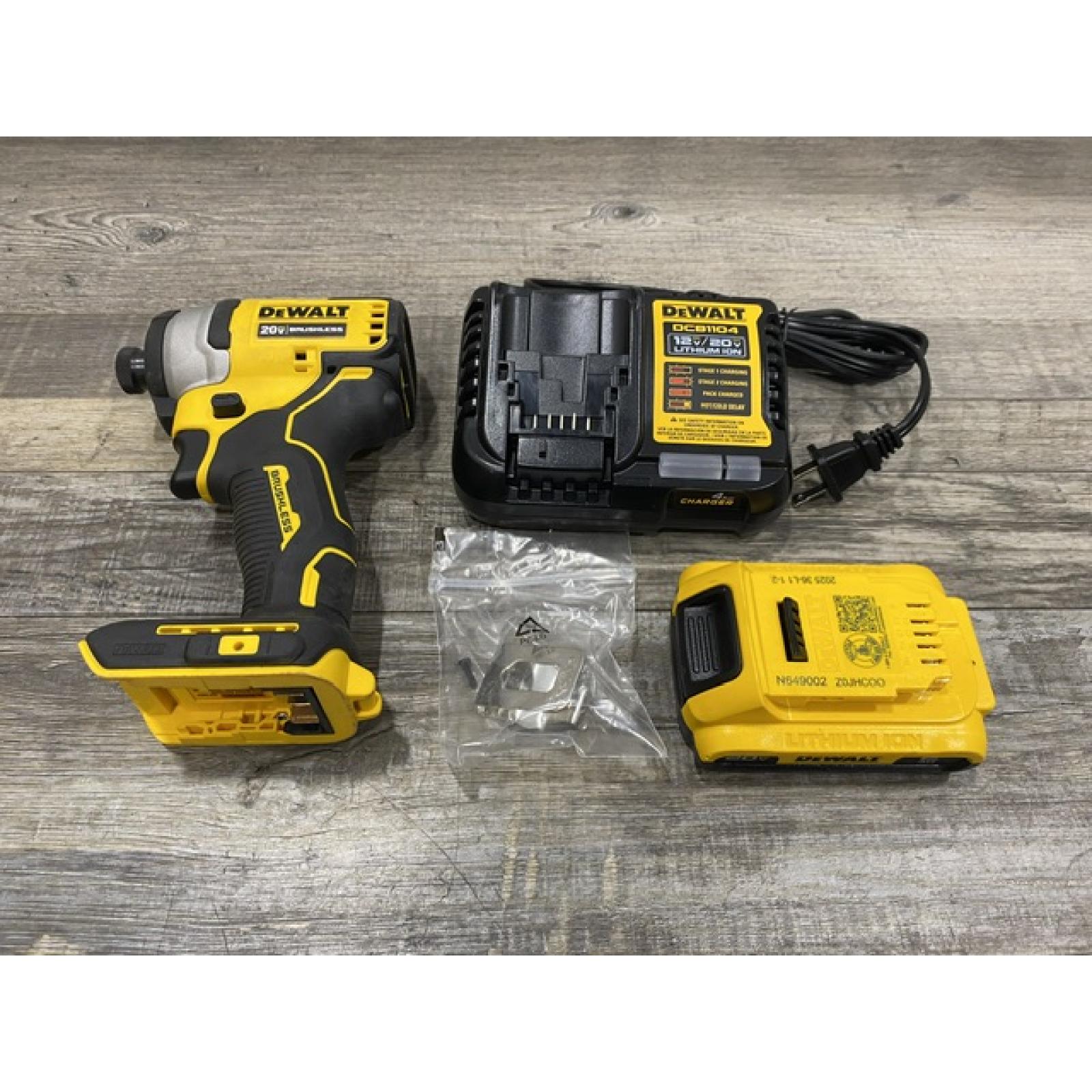 AS-IS DEWALT Atomic 20V Max Lithium-Ion Brushless Cordless Compact 1/4 in. Impact Driver Kit