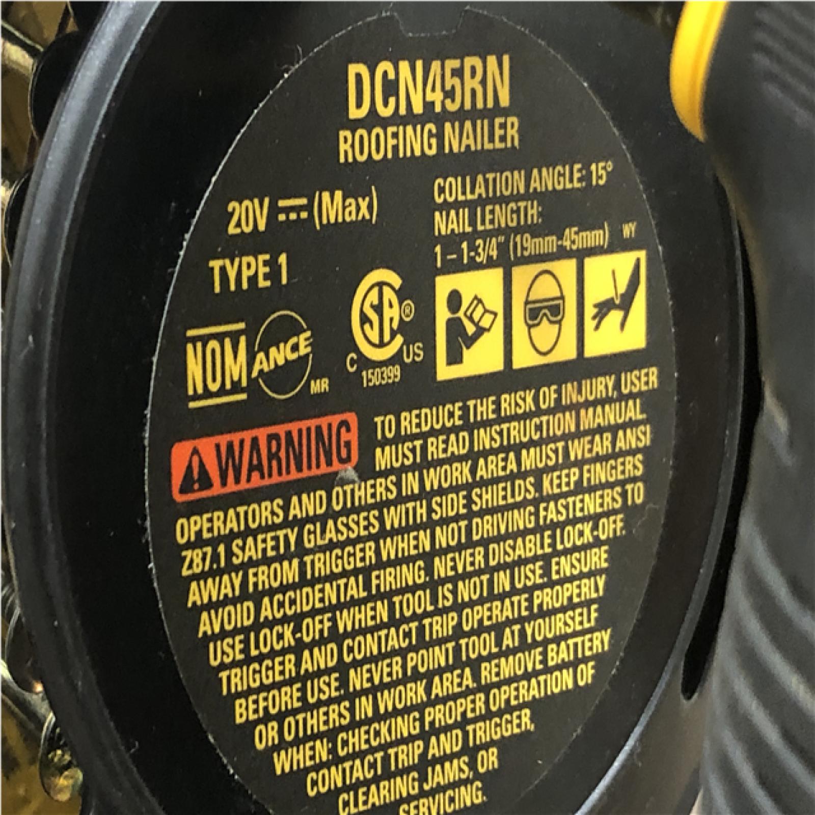 AS=IS DEWALT 20V MAX 15-Degree Electric Cordless Roofing Nailer (Tool Only)