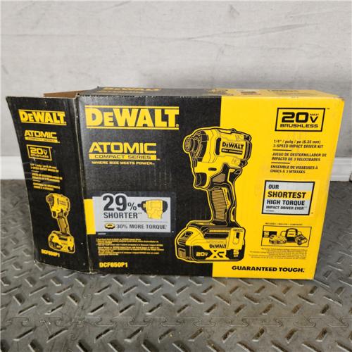 Houston Location - AS-IS DEWALT DCF850P1 ATOMIC 20V MAX Lithium-Ion Brushless Cordless 3-Speed 1/4 Impact Driver Kit 5.0Ah - Appears IN NEW Condition