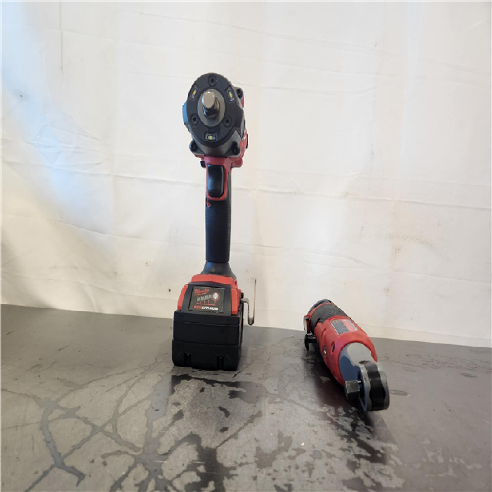 AS-IS- M18 FUEL 18V Cordless Mid Torque 1/2 in. Impact Wrench W/ M12 FUEL 3/8 in. Ratchet & Battery/Charger Combo Kit