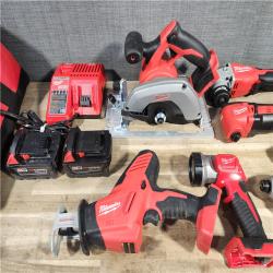HOUSTON LOCATION - AS-IS MILWAUKEE 7 TOOL COMBO KIT W/ (2) BATTERY & CHARGER