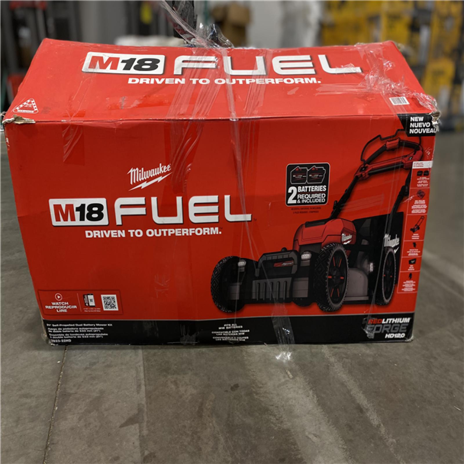 Dallas Location - As-Is 	Milwaukee M18 FUEL Brushless Cordless 21 in. Walk Behind Dual Battery Self-Propelled Mower Kit