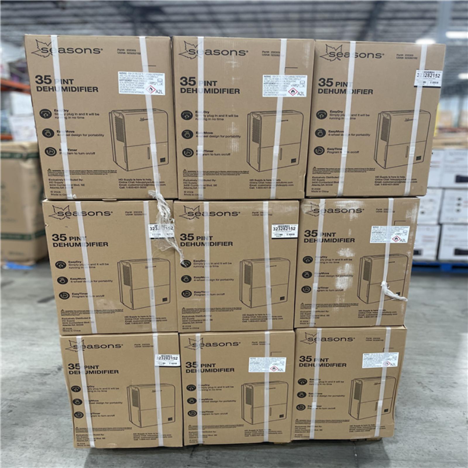 DALLAS LOCATION- Seasons 35 Pint Portable Dehumidifier PALLET (27 UNITS)