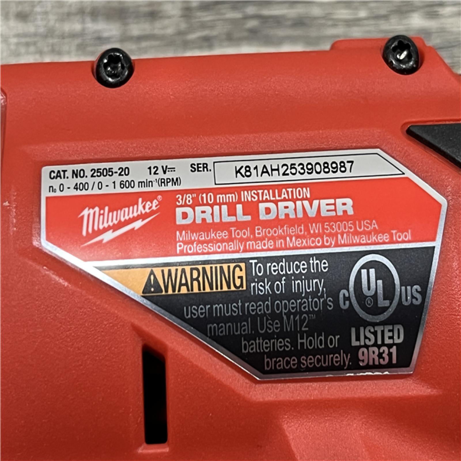 AS-IS Milwaukee FUEL 12V Lithium-Ion Brushless Cordless 4-in-1 Installation 3/8 in. Drill Driver with 4 Tool Head (Tool-Only)