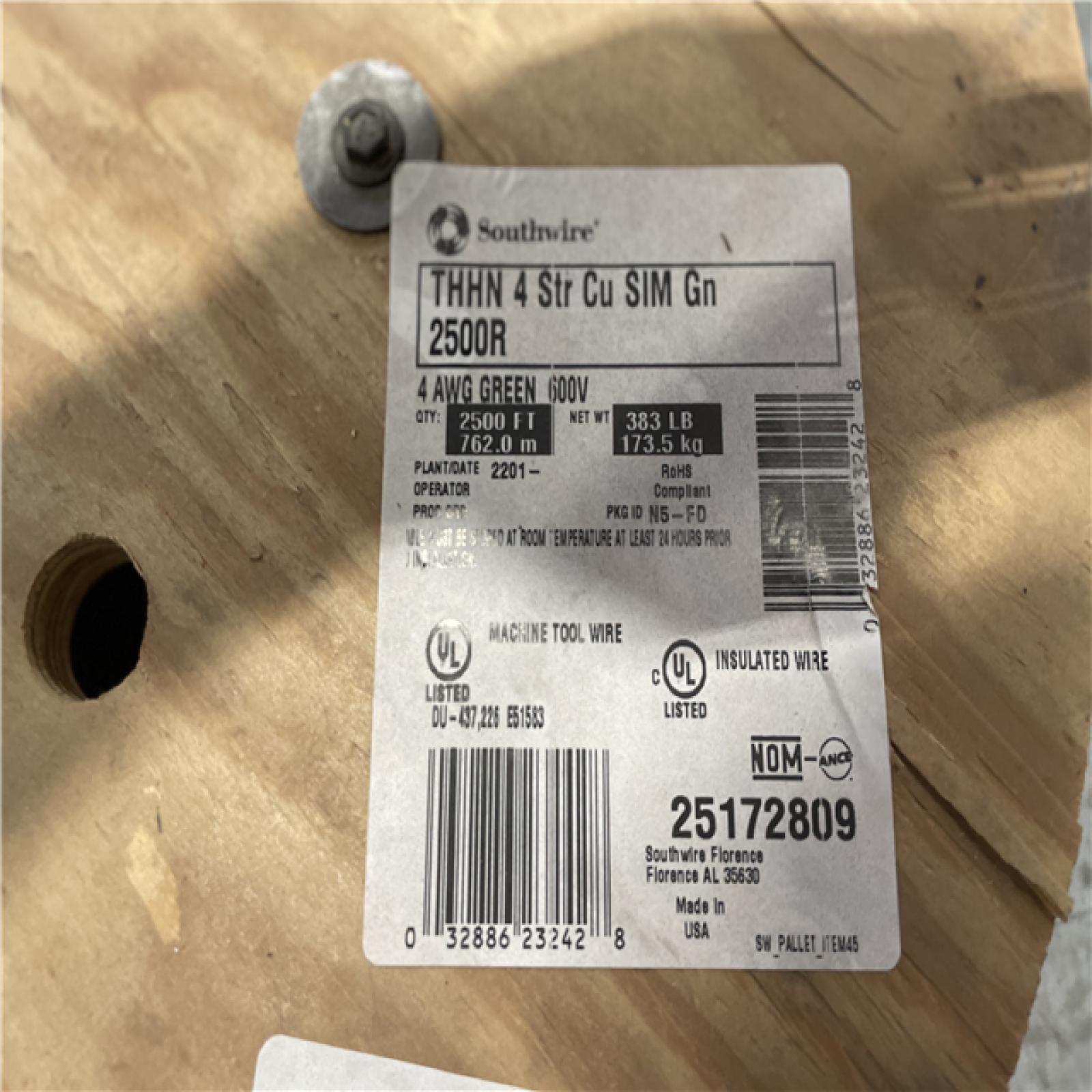 DALLAS LOCATION-Southwire 2,500 ft. 4 Green Stranded CU SIMpull THHN Wire