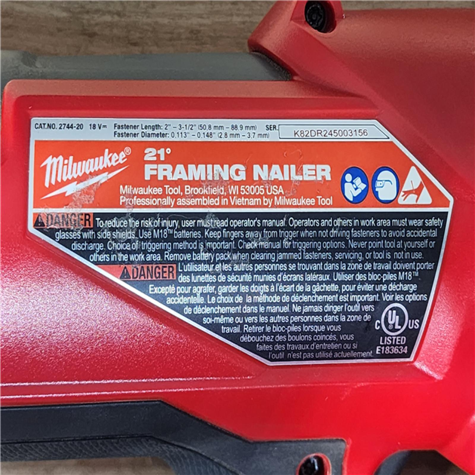 HOUSTON LOCATION - AS-IS Milwaukee FUEL 3-1/2 in. 18-Volt 21-Degree Lithium-Ion Brushless Cordless Framing Nailer (Tool-Only)