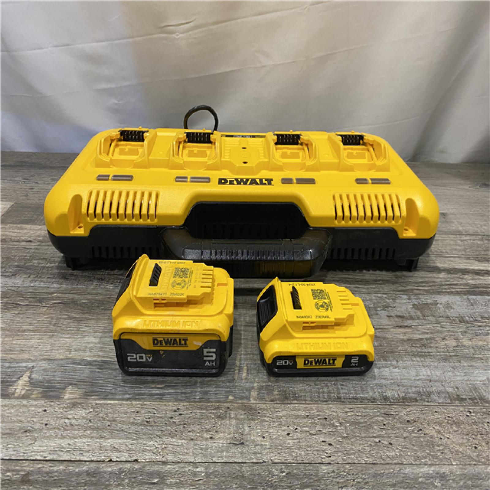 AS-IS DEWALT 20-Volt MAX 4-Port Charger with 20-Volt MAX Lithium-Ion 5.0 Ah and 2.0 Ah Batteries